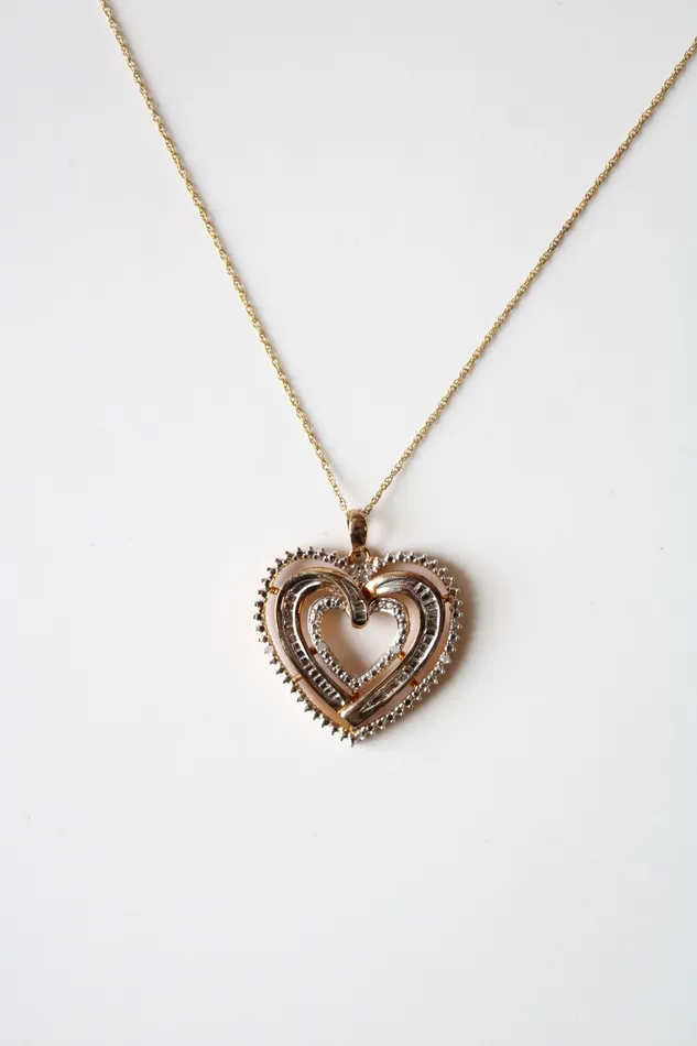 Necklaces Jubilee Thrift Heart Diamond Accent TwoToned Sterling Silver Heart Pendant Necklace Necklaces Jubilee Thrift Heart Diamond Accent TwoToned Sterling Silver Heart Pendant Necklace