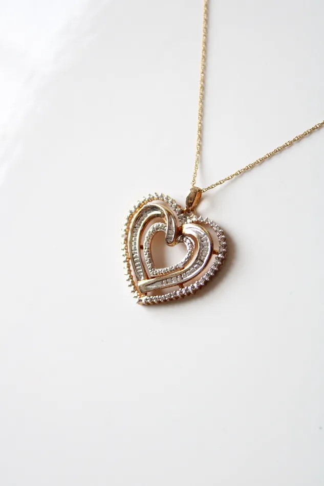 Necklaces Jubilee Thrift Heart Diamond Accent TwoToned Sterling Silver Heart Pendant Necklace