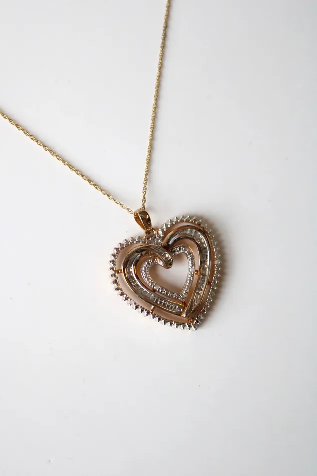 Necklaces Jubilee Thrift Heart Diamond Accent TwoToned Sterling Silver Heart Pendant Necklace