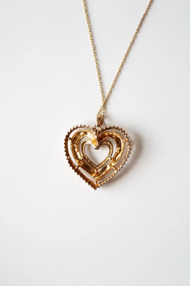 Necklaces Jubilee Thrift Heart Diamond Accent TwoToned Sterling Silver Heart Pendant Necklace