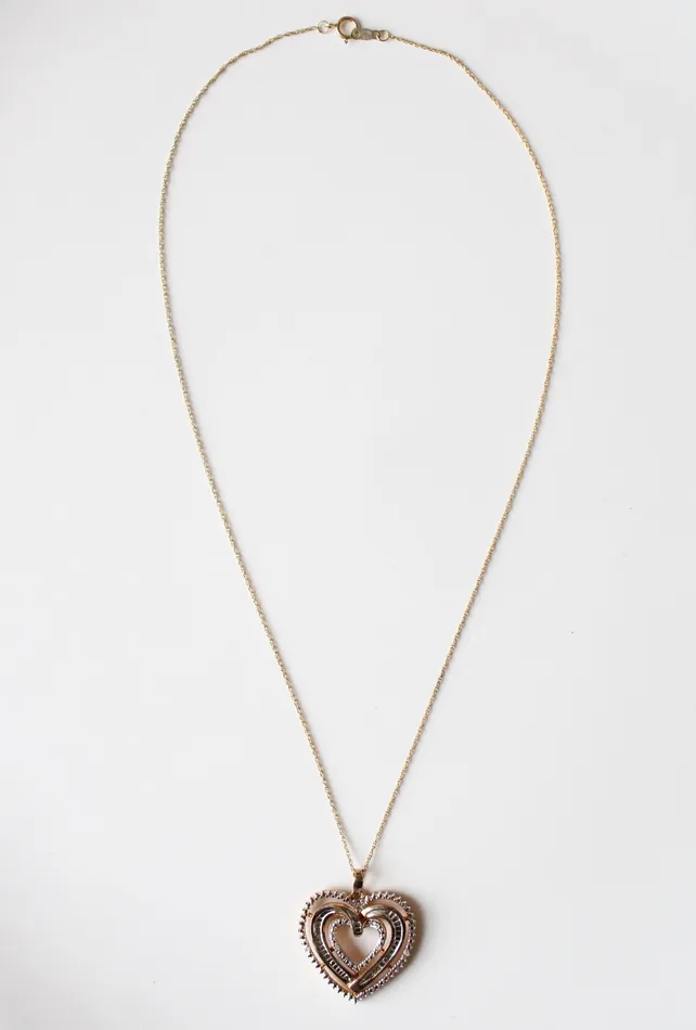 Necklaces Jubilee Thrift Heart Diamond Accent TwoToned Sterling Silver Heart Pendant Necklace