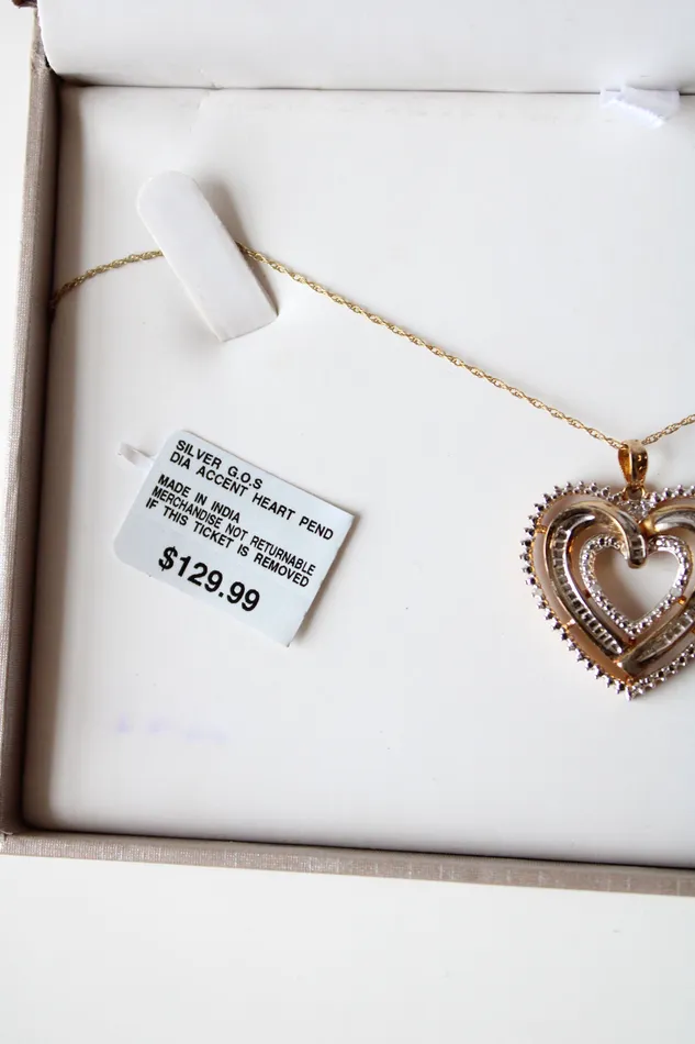 Necklaces Jubilee Thrift Heart Diamond Accent TwoToned Sterling Silver Heart Pendant Necklace
