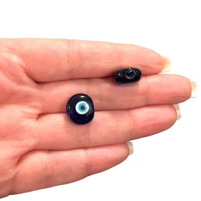 Necklaces Peppy Beads Hand Made Murano Glass Navy Evil Eye Charm