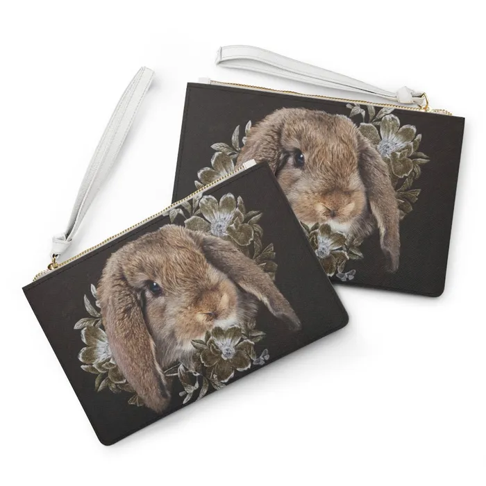 Necklaces Portraits by NC Clutch Bag In the Garden of Whispers Rabbit Design