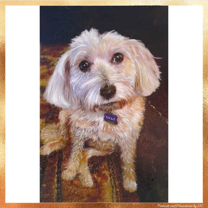 Necklaces Portraits by NC Custom Painted Dog Portrait Oil Portrait of Lulu