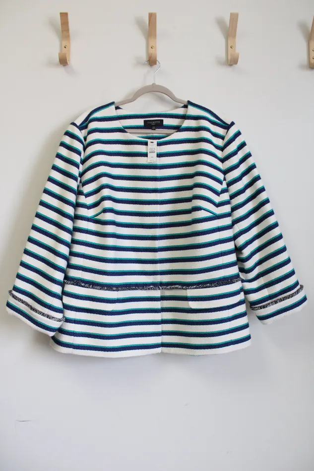 NEW Talbots Blue Striped Jacket 24W Talbots Rings