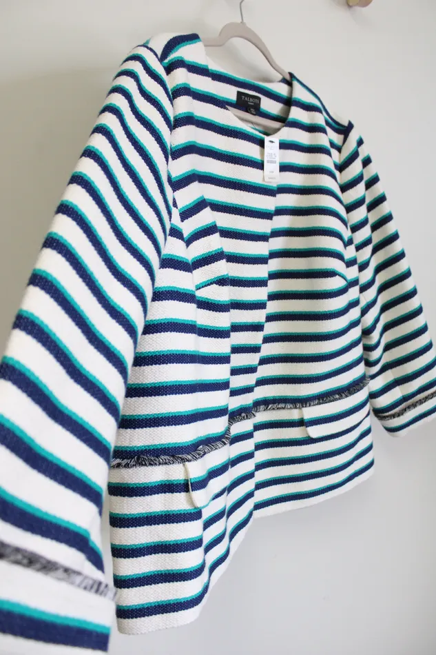 NEW Talbots Blue Striped Jacket 24W Talbots Rings