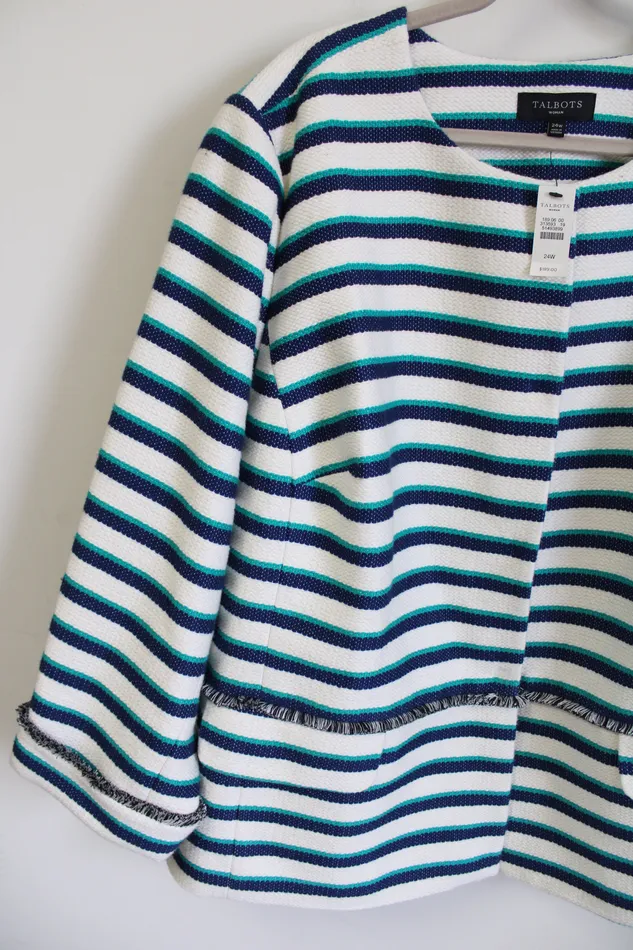 NEW Talbots Blue Striped Jacket 24W Talbots Rings