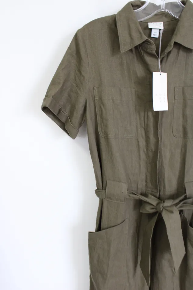 NEW Universal Threads Olive Linen Blend Jumpsuit XS Universal Thread Earrings