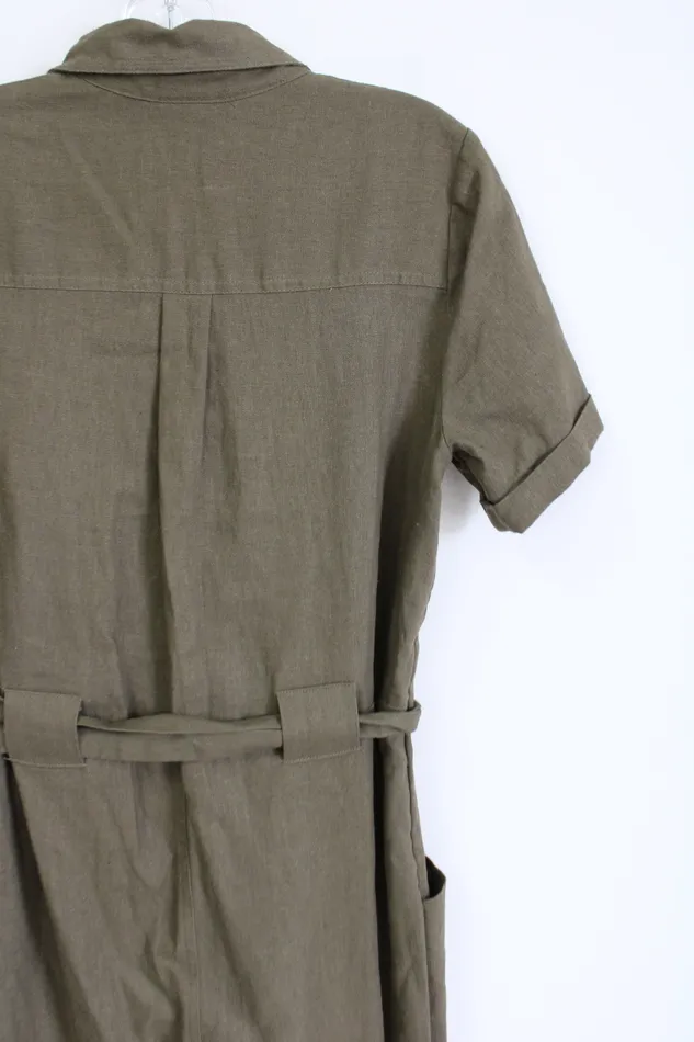 NEW Universal Threads Olive Linen Blend Jumpsuit XS Universal Thread Earrings