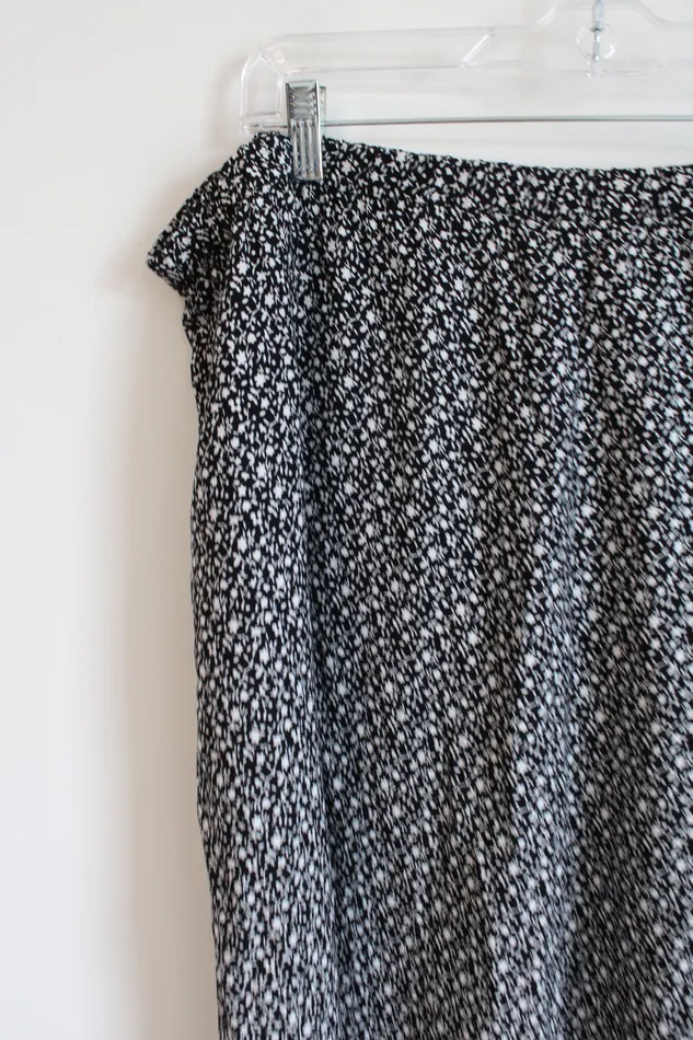 Notations Rings Notions Black White Floral Rayon Maxi Skirt 2X