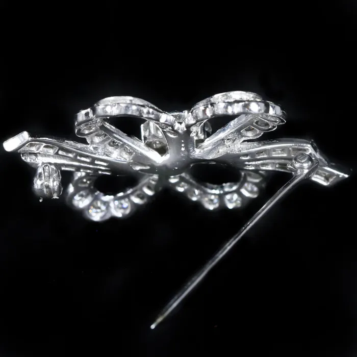 OTC Necklaces 1950s Platinum 200 CTW Diamond Bow Brooch
