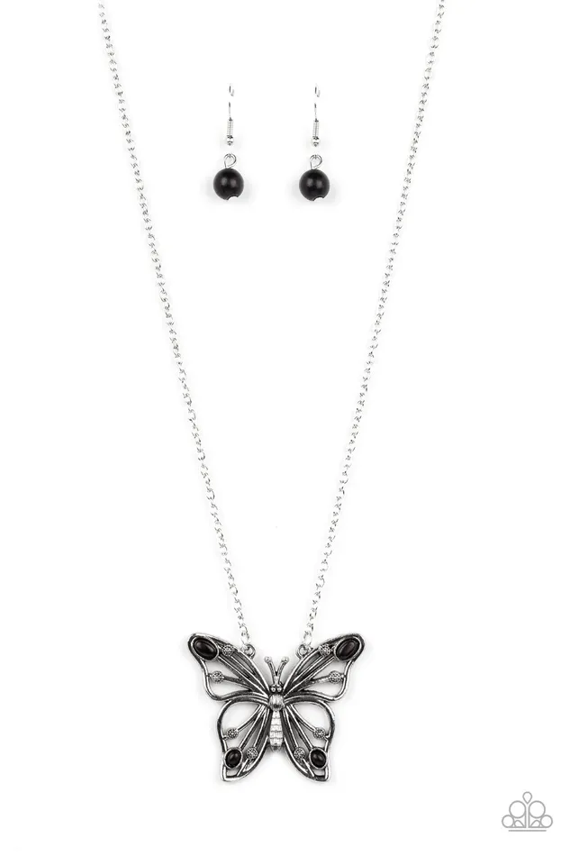 Paparazzi Accessories Earrings Badlands Butterfly Black