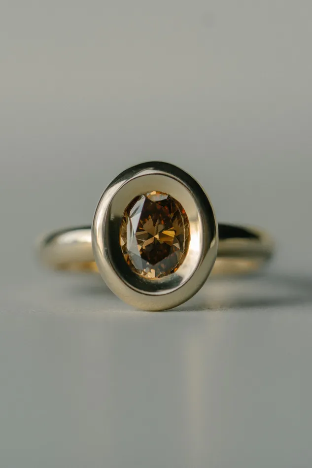 Pele Ring 107ct Champagne Oval Brilliant Diamond readytoship Foe Dear Rings