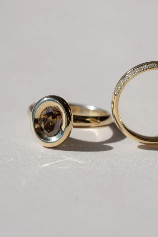 Pele Ring 107ct Champagne Oval Brilliant Diamond readytoship Foe Dear Rings