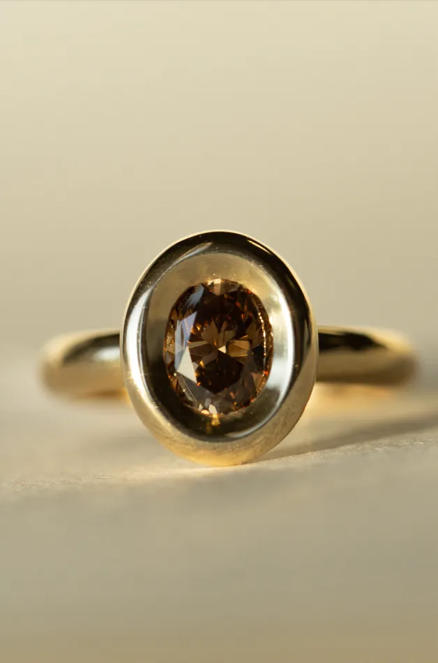 Pele Ring 107ct Champagne Oval Brilliant Diamond readytoship Foe Dear Rings
