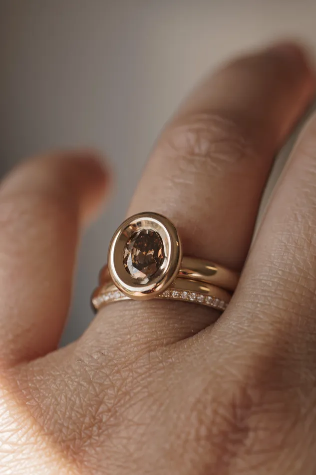 Pele Ring 107ct Champagne Oval Brilliant Diamond readytoship Foe Dear Rings