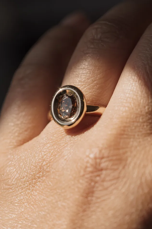 Pele Ring 107ct Champagne Oval Brilliant Diamond readytoship Foe Dear Rings