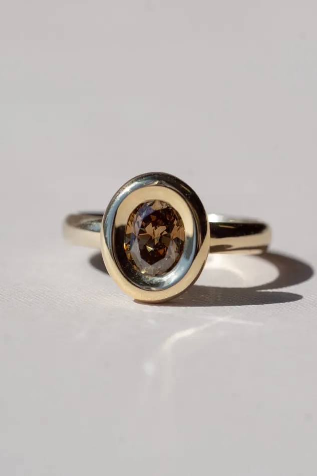 Pele Ring 107ct Champagne Oval Brilliant Diamond readytoship Foe Dear Rings