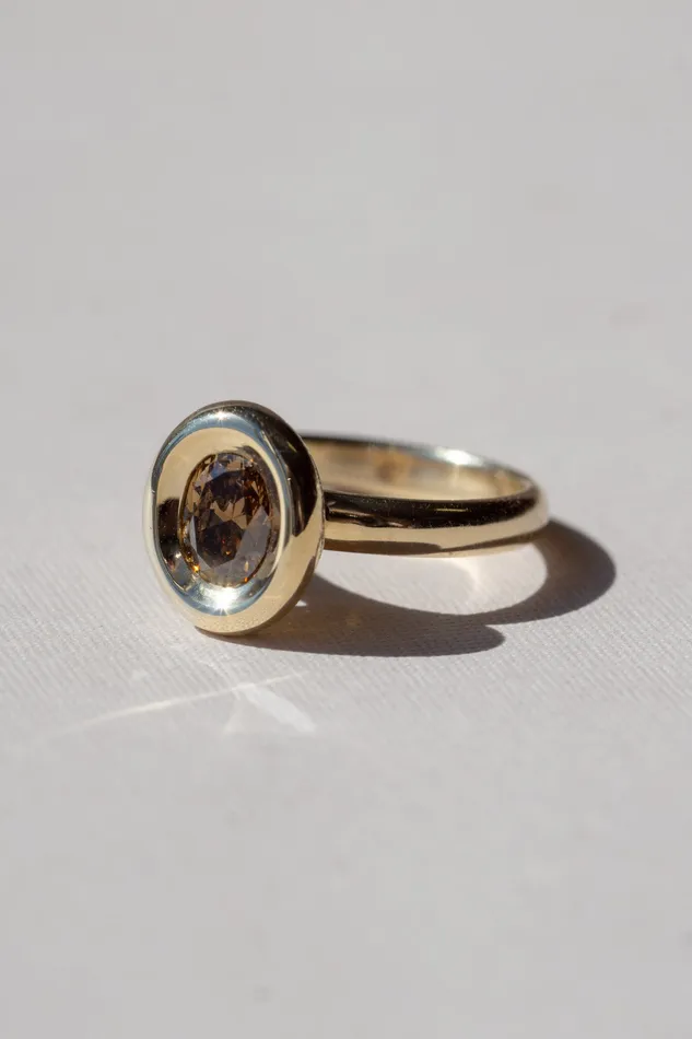 Pele Ring 107ct Champagne Oval Brilliant Diamond readytoship Foe Dear Rings