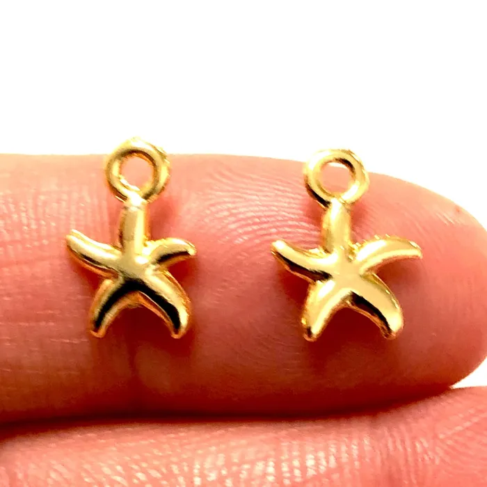 Peppy Beads Earrings 24Kt Shiny Gold Plated Starfish Charms 10 Pcs in a Pack Peppy Beads Earrings 24Kt Shiny Gold Plated Starfish Charms 10 Pcs in a Pack