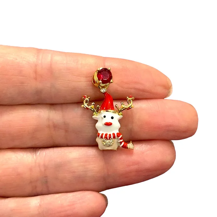 Peppy Beads Earrings Reindeer Charm Gold PlatedEnamelled CZ Micro Pave and Ruby CZ Gold Bail Peppy Beads Earrings Reindeer Charm Gold PlatedEnamelled CZ Micro Pave and Ruby CZ Gold Bail