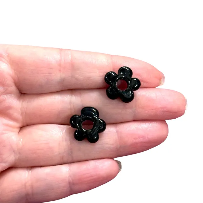Peppy Beads Hand Made Murano Glass Flower Charms With 5mm Holes 2 pcs in a pack Earrings Peppy Beads Hand Made Murano Glass Flower Charms With 5mm Holes 2 pcs in a pack Earrings