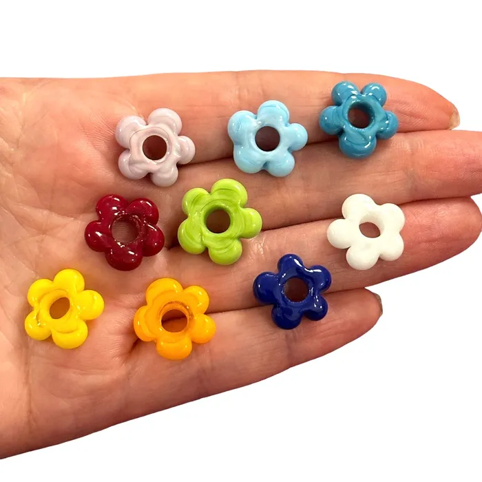 Peppy Beads Hand Made Murano Glass Flower Charms With 5mm Holes 2 pcs in a pack Earrings Peppy Beads Hand Made Murano Glass Flower Charms With 5mm Holes 2 pcs in a pack Earrings