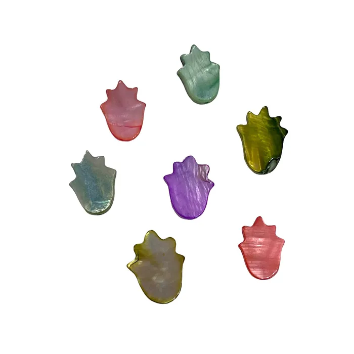 Peppy Beads Mother Of Pearl Colored Hamsa Beads Vertical Holes 7 Beads in a pack Necklaces Peppy Beads Mother Of Pearl Colored Hamsa Beads Vertical Holes 7 Beads in a pack Necklaces