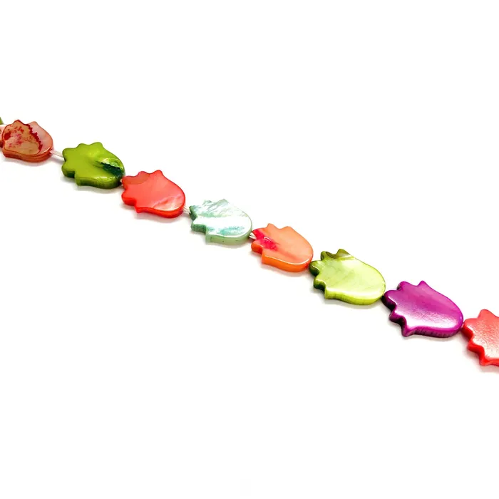 Peppy Beads Mother Of Pearl Colored Hamsa Beads Vertical Holes 7 Beads in a pack Necklaces Peppy Beads Mother Of Pearl Colored Hamsa Beads Vertical Holes 7 Beads in a pack Necklaces