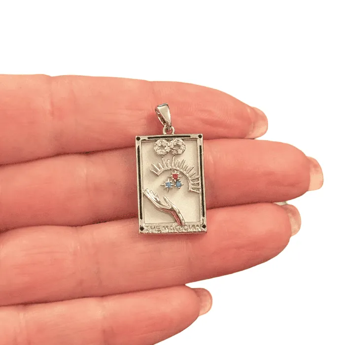 Peppy Beads Necklaces The Magician Tarot Pendant Waterproof Stainless Steel CZ Pendant With Attached Bail Peppy Beads Necklaces The Magician Tarot Pendant Waterproof Stainless Steel CZ Pendant With Attached Bail