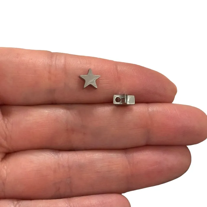 Peppy Beads Stainless Steel Star Spacer Charms 2 pcs in a pack Earrings