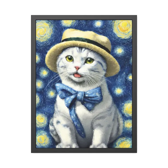 Portraits by NC Earrings Starry Eye Cat Poster Framed Paper Posters