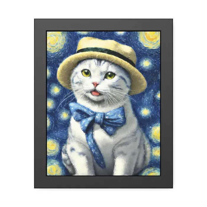 Portraits by NC Earrings Starry Eye Cat Poster Framed Paper Posters