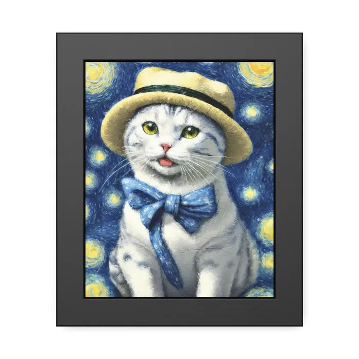 Portraits by NC Earrings Starry Eye Cat Poster Framed Paper Posters
