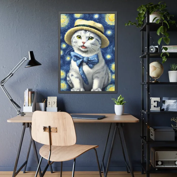 Portraits by NC Earrings Starry Eye Cat Poster Framed Paper Posters