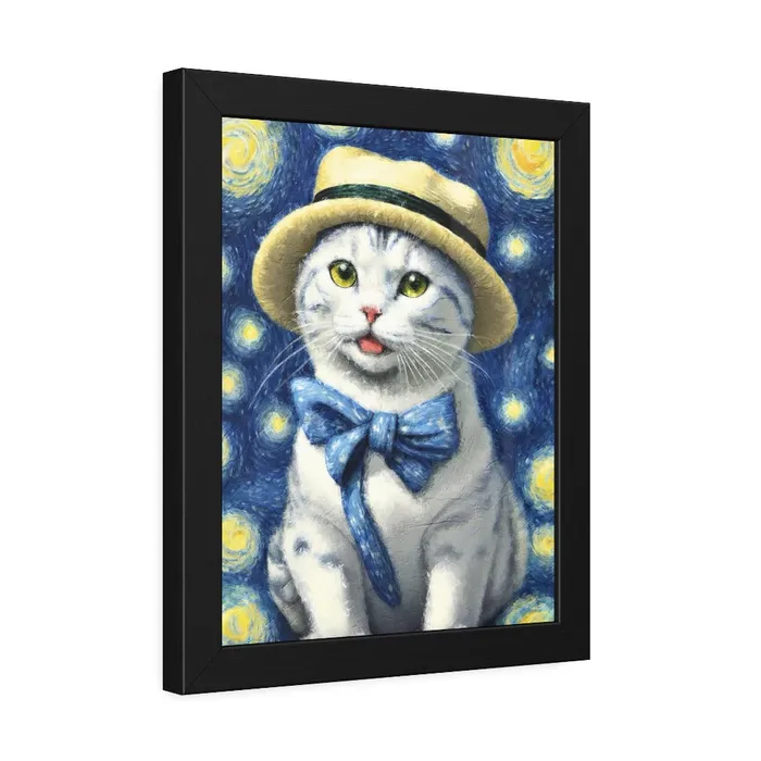 Portraits by NC Earrings Starry Eye Cat Poster Framed Paper Posters