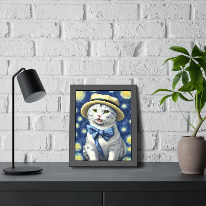 Portraits by NC Earrings Starry Eye Cat Poster Framed Paper Posters