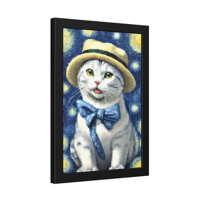 Portraits by NC Earrings Starry Eye Cat Poster Framed Paper Posters