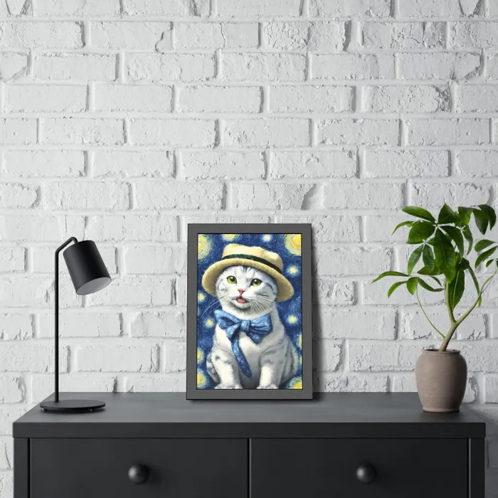 Portraits by NC Earrings Starry Eye Cat Poster Framed Paper Posters
