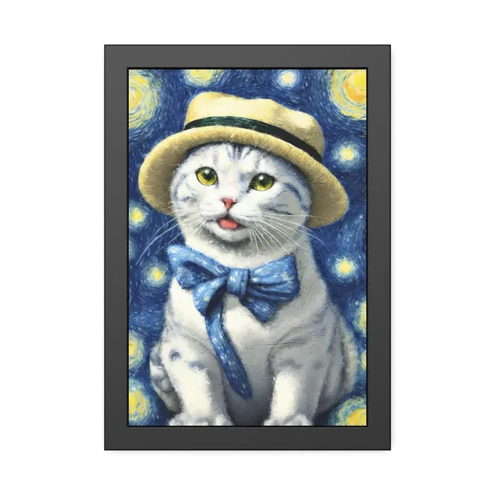 Portraits by NC Earrings Starry Eye Cat Poster Framed Paper Posters