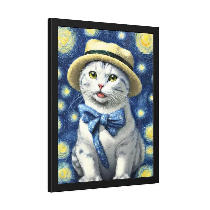Portraits by NC Earrings Starry Eye Cat Poster Framed Paper Posters