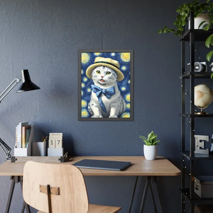 Portraits by NC Earrings Starry Eye Cat Poster Framed Paper Posters