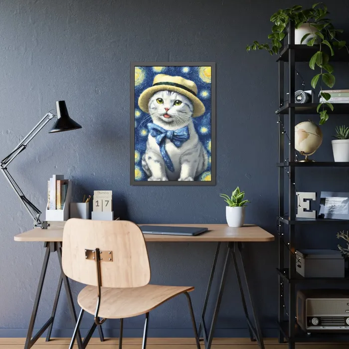 Portraits by NC Earrings Starry Eye Cat Poster Framed Paper Posters