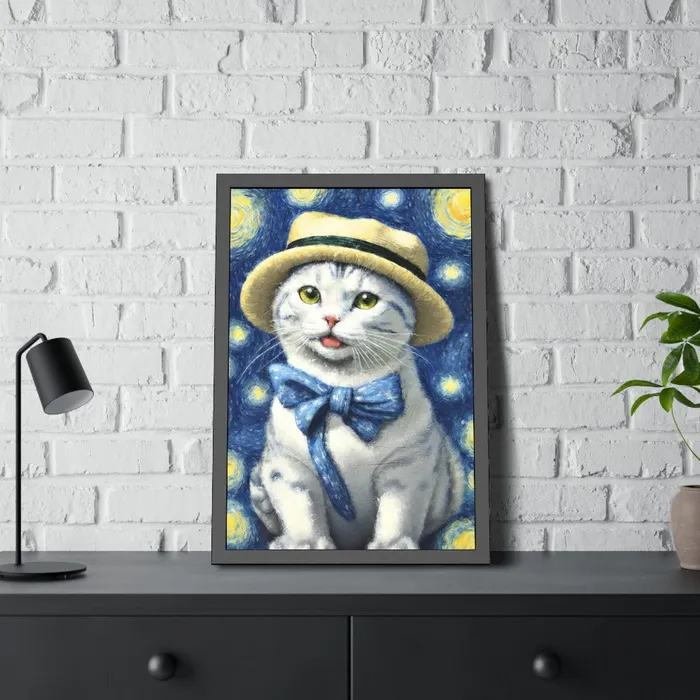 Portraits by NC Earrings Starry Eye Cat Poster Framed Paper Posters