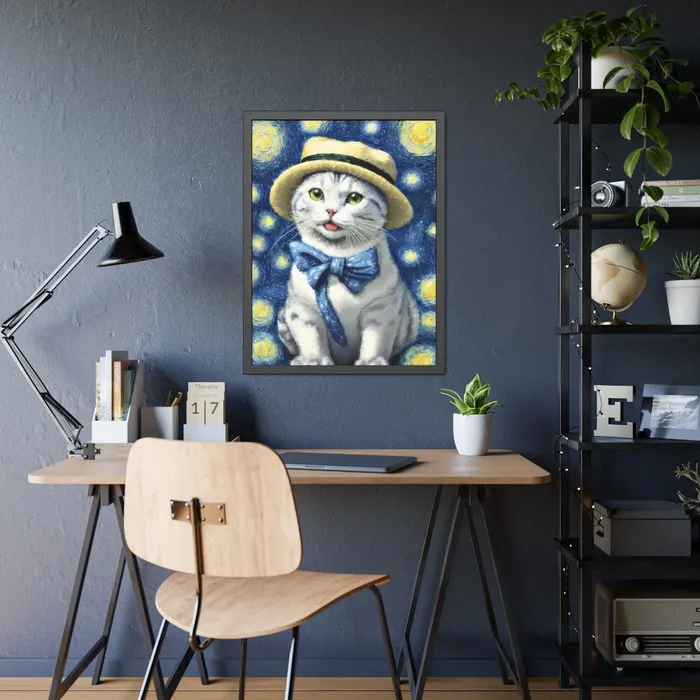 Portraits by NC Earrings Starry Eye Cat Poster Framed Paper Posters