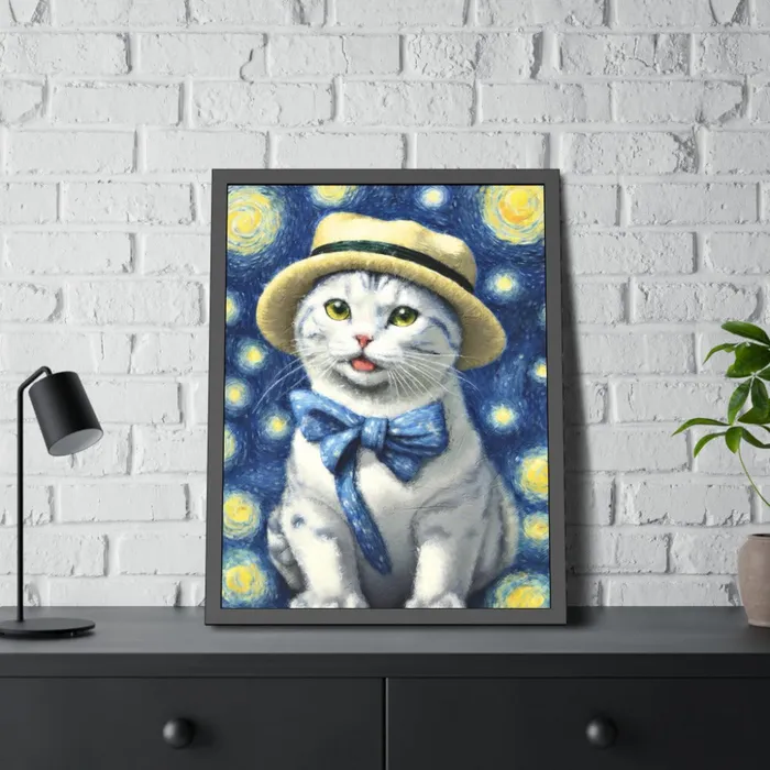 Portraits by NC Earrings Starry Eye Cat Poster Framed Paper Posters