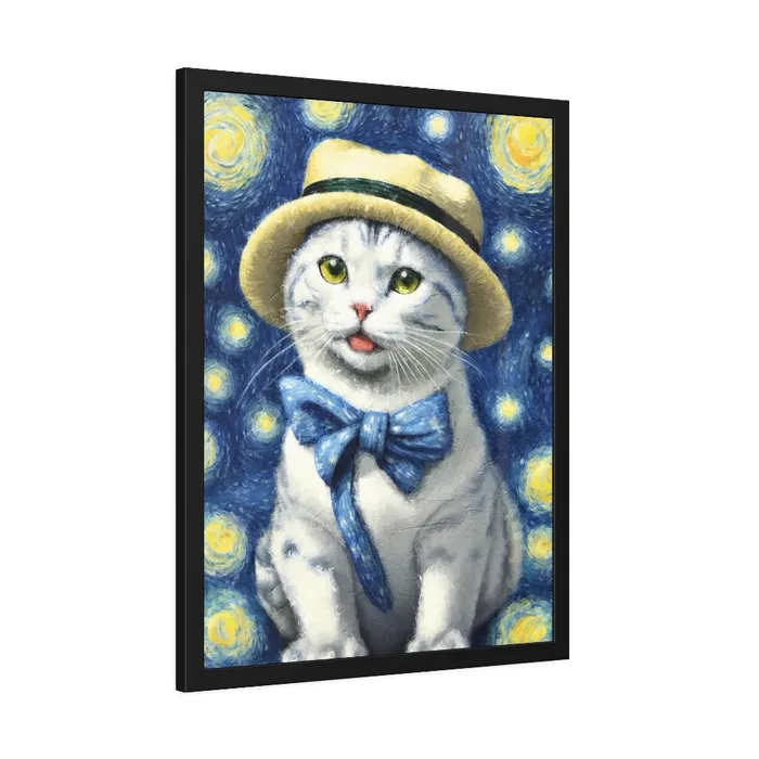Portraits by NC Earrings Starry Eye Cat Poster Framed Paper Posters