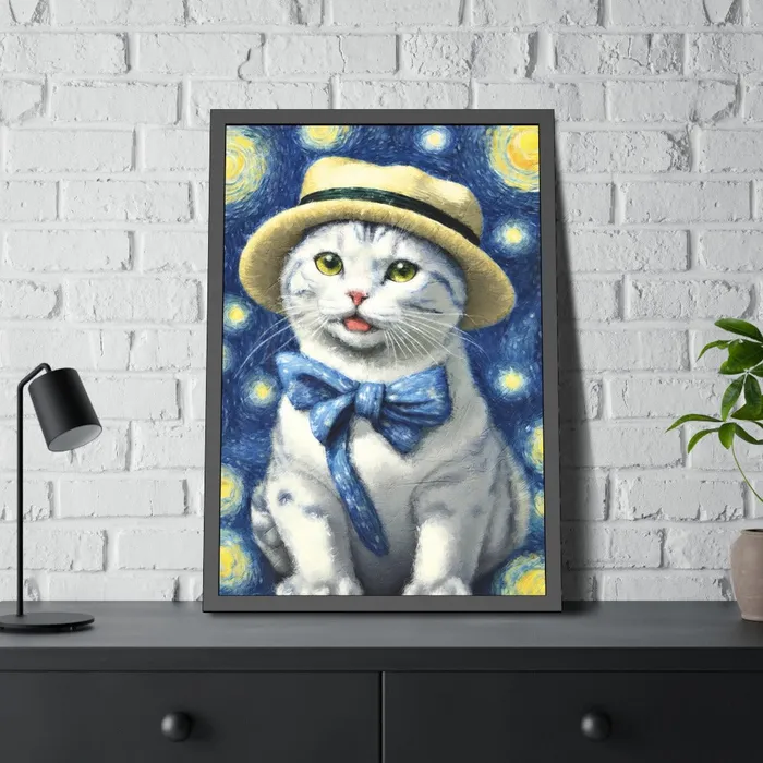 Portraits by NC Earrings Starry Eye Cat Poster Framed Paper Posters