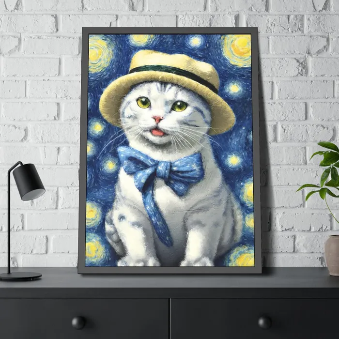 Portraits by NC Earrings Starry Eye Cat Poster Framed Paper Posters